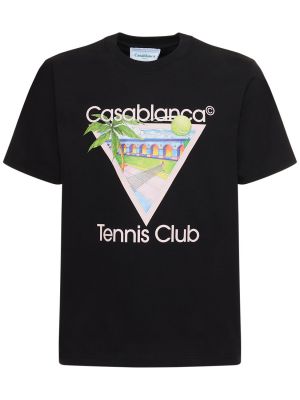T-shirt di cotone Casablanca nero