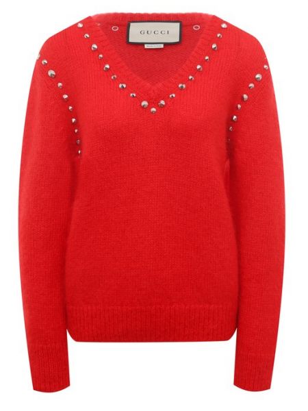 Красный шерстяной пуловер Gucci