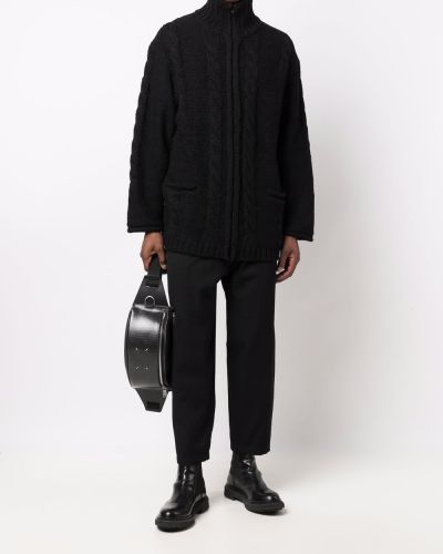 Vlněný svetr na zip Yohji Yamamoto černý
