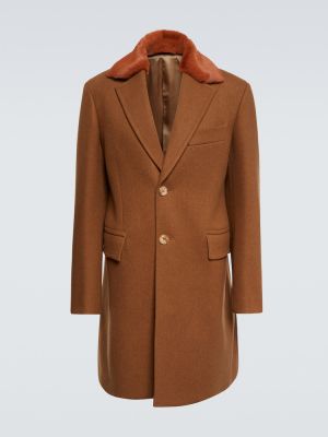 Manteau de fourrure en laine Lanvin marron