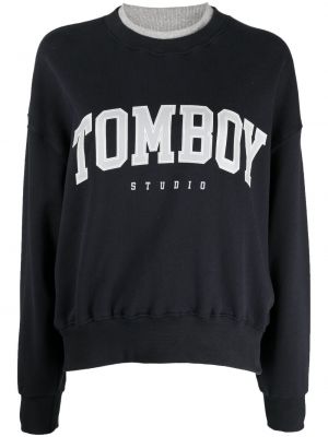 Raštuotas džemperis be gobtuvo Studio Tomboy juoda