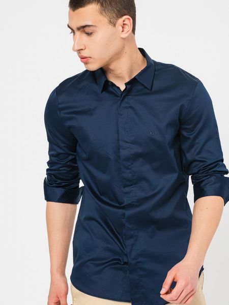 Хлопковая рубашка Armani Exchange синяя