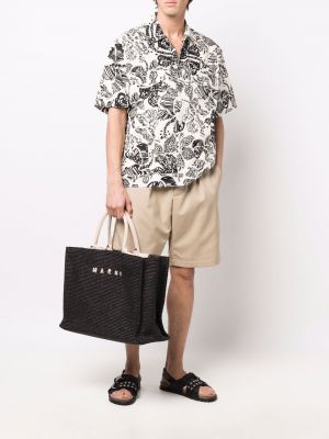 Shopper handtasche mit stickerei Marni schwarz