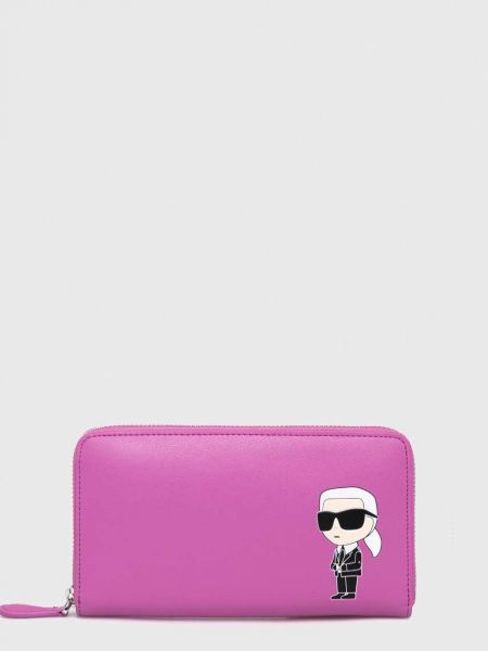 Portfel skórzany Karl Lagerfeld różowy