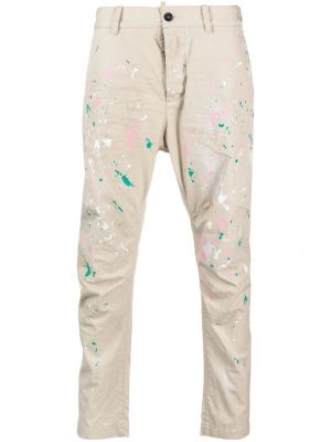 Pantaloni dritti con stampa Dsquared2 beige