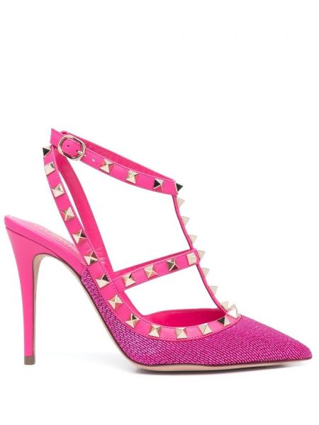 Pantofi cu toc din satin Valentino Garavani roz