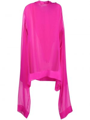 Прозрачна рокля с качулка Rick Owens розово