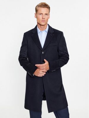 Cappotto invernale di lana Boss blu