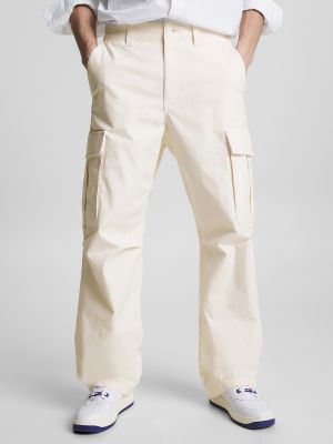 Pantaloni cargo cu buzunare Tommy Jeans alb