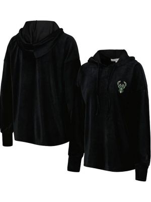 Черный велюровый пуловер с капюшоном Touch