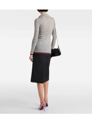Kašmírový hedvábný svetr Gucci šedý