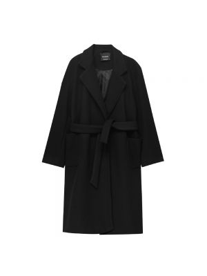 Фетровое длинное пальто Pull&bear черное