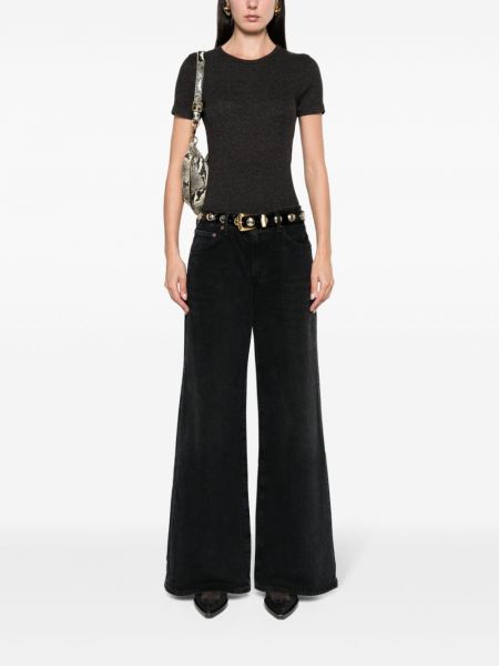 Zvonové džíny s nízkým pasem Agolde černé