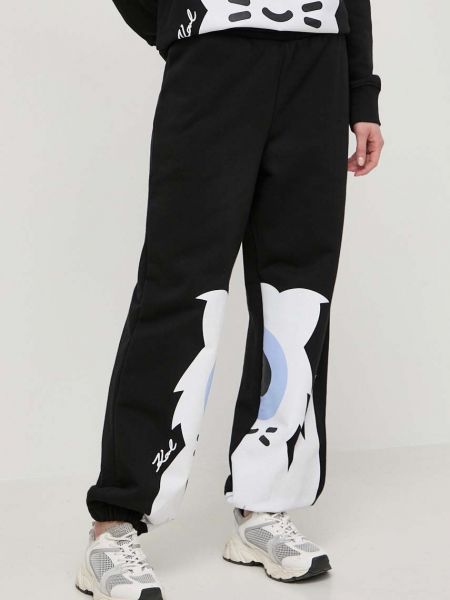 Sportovní kalhoty s potiskem Karl Lagerfeld černé