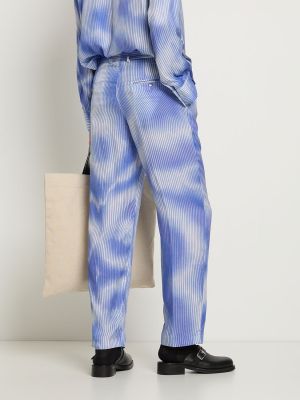 Batikované viskózové nohavice Federico Cina modrá
