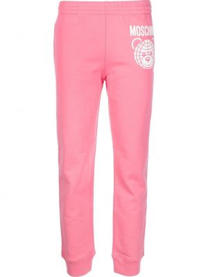 Памучни спортни панталони Moschino розово