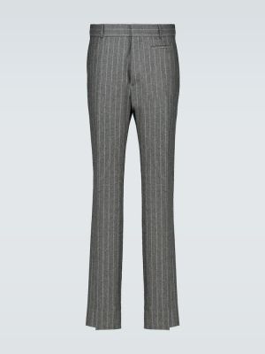 Spodnie klasyczne w paski flanelowe Fendi szare