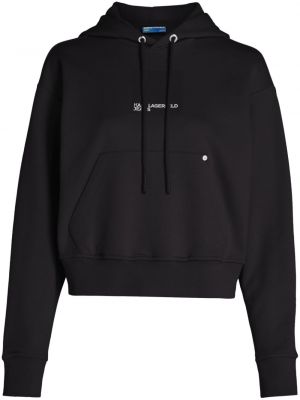 Pamučna hoodie s kapuljačom s printom Karl Lagerfeld Jeans crna