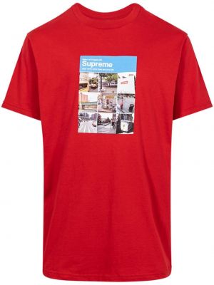 Tricou din bumbac cu imagine Supreme roșu