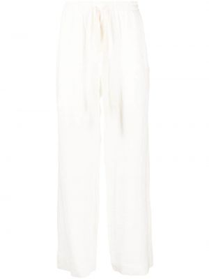 Lněné klasické kalhoty relaxed fit Commas bílé