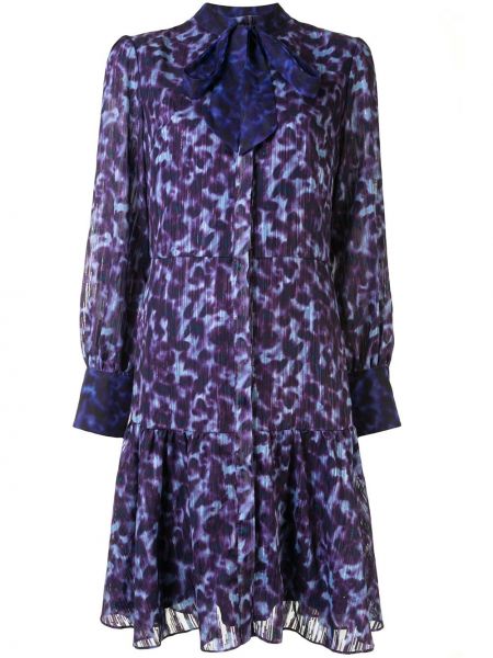 Vestido de cóctel con botones con estampado leopardo Marchesa Notte violeta