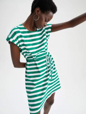 Puntíkaté mini šaty s potiskem s krátkými rukávy Defacto zelené