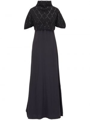 Svilena večernja haljina sa šljokicama Brunello Cucinelli crna