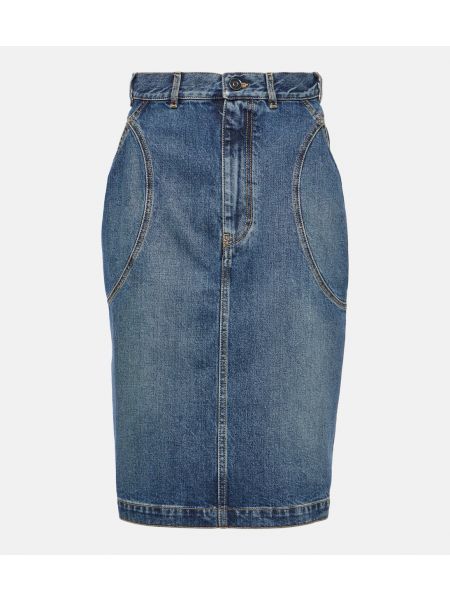 Синяя джинсовая юбка Alaïa