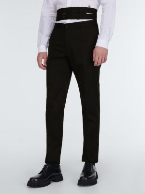 Proste spodnie bawełniane z wysoką talią Dolce And Gabbana czarne