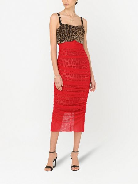 Vestido de cóctel leopardo Dolce & Gabbana rojo