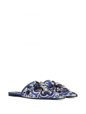Kapcie żakardowe Dolce And Gabbana niebieskie