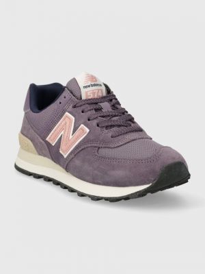 Замшеві кросівки New Balance 574 фіолетові
