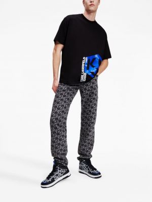 Kokvilnas t-krekls ar apdruku Karl Lagerfeld Jeans melns
