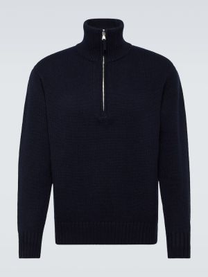 Кашмирен пуловер с цип Allude синьо