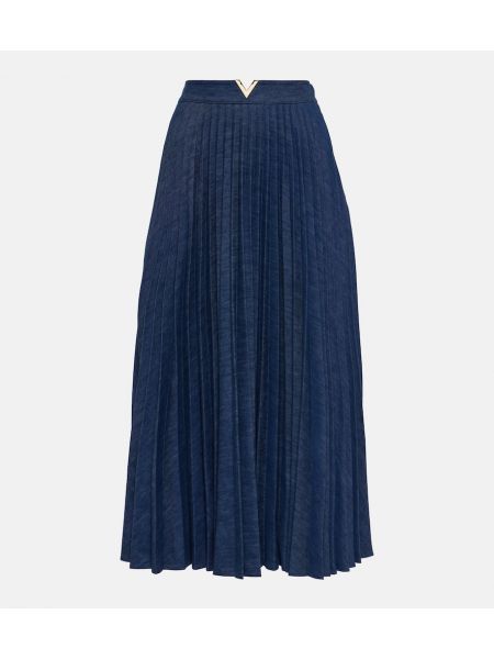Falda midi plisada Valentino azul