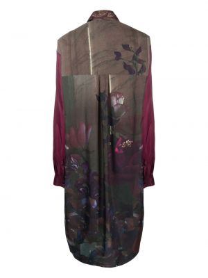 Sukienka midi w kwiatki z nadrukiem Barbara Bologna fioletowa