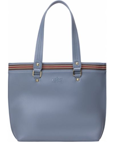Jednofarebná kožená nákupná taška na zips Usha Blue Label