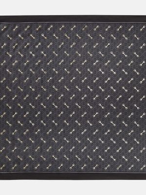 Копринен копринен шал с принт Gucci черно