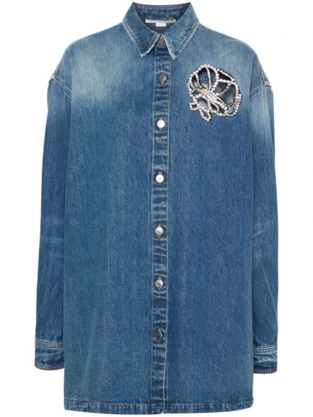 Džinsiniai marškiniai su kristalais Stella Mccartney mėlyna