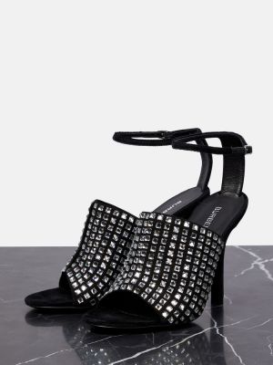 Sandalai velvetinės su kristalais Burberry juoda