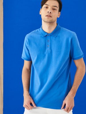 Medvilninis polo marškinėliai slim fit Altinyildiz Classics mėlyna