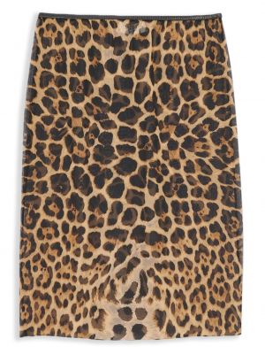 Raštuotas šilkinis midi sijonas leopardinis Saint Laurent