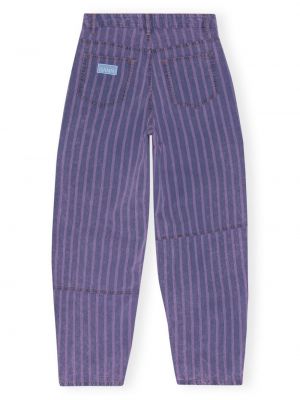 Jeans en coton à rayures Ganni violet