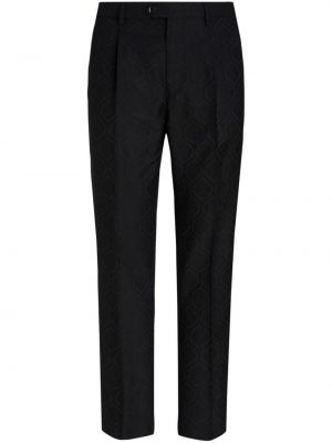 Žakárové rovné kalhoty s paisley potiskem Etro černé