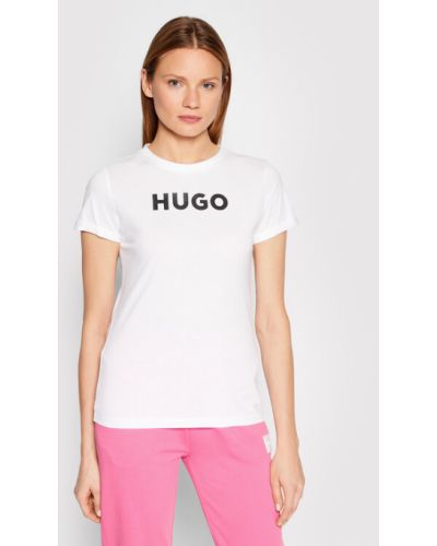 Slim fit priliehavé tričko Hugo biela