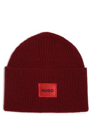Czerwona dzianinowa czapka wełniana Hugo