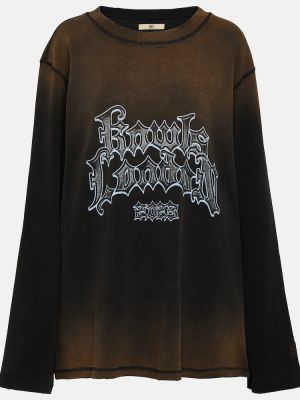 Oversized βαμβακερή μπλούζα από ζέρσεϋ Knwls μαύρο