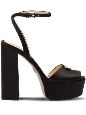 Satīna sandales ar platformu Prada melns