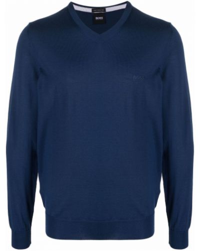 Jersey con escote v de tela jersey Boss Hugo Boss azul