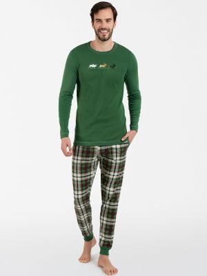 Pantaloni cu imagine cu mâneci lungi Italian Fashion verde